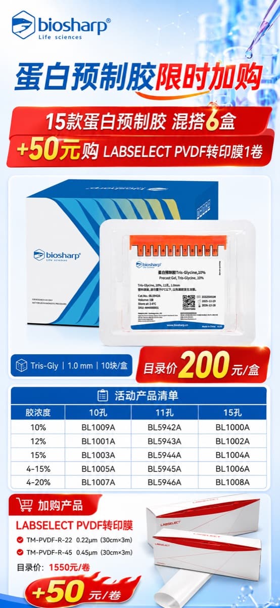Biosharp 蛋白预制胶加购 LABSELECT PVDF 转印膜